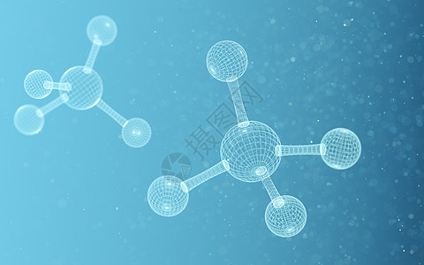 具有蓝色 background3d 渲染的化学分子医疗原子公式药店生物化学品药品科学胶原物理图片
