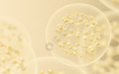 具有金色 background3d 渲染的细胞结构粉刺生物药品化妆品皮肤科治疗血清奶油闪光原子图片
