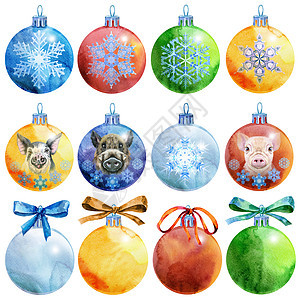您的 creativit 的水彩圣诞树球图片