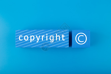 蓝色背景的最小版权保护概念 Blue 背景协议财产品牌安全产品创造者专利法律字母横幅图片