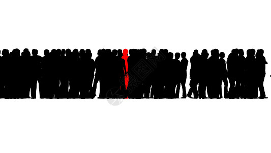 人的黑色剪影和一个红色团队合作概念商业成功全球通信网络 3d rende图片