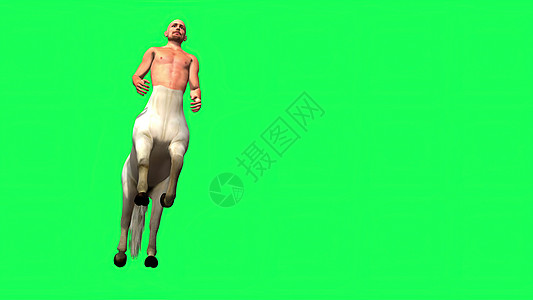 3d 插图绿色碎石上的男性半人马半马半人尾巴白色男人人马座艺术动画运动肌肉屏幕生物图片