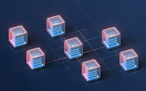 区块链数字资产具有黑色 background3d 渲染的区块链投资立方体硬件贸易区块链计算主持人货币数据托管背景