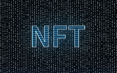 具有深色背景 3d 渲染的 NFT 不可替代令牌概念收藏品货币金融毛刺标识数字密码投资网络艺术品图片