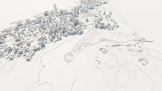 3d 市中心白色商业 downtow鸟瞰图渲染景观建筑中心金融技术天空房子反射图片