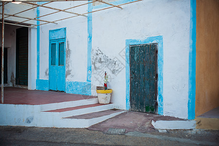 林诺萨老房子的景象建筑火山外观旅行摄影结构白色蓝色建筑学旅游图片