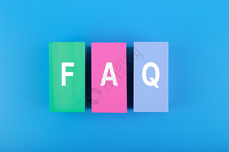 FAQ 概念 在蓝色背景上以多色矩形写成的宗教信图片