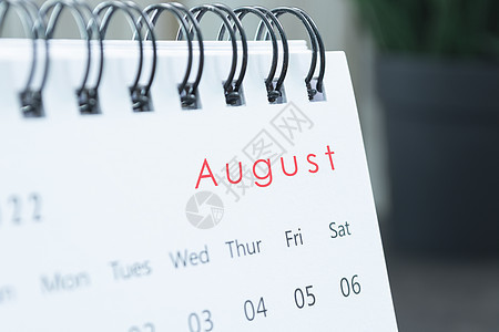 2022年8月白银日历与陶工厂 新年概念植物商业桌子月历办公室假期营销学校日程日历图片