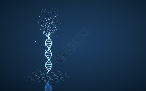 DNA 和染色体 基因和遗传 3d 渲染蓝色健康化学科学药品细胞粒子基因组实验室技术图片