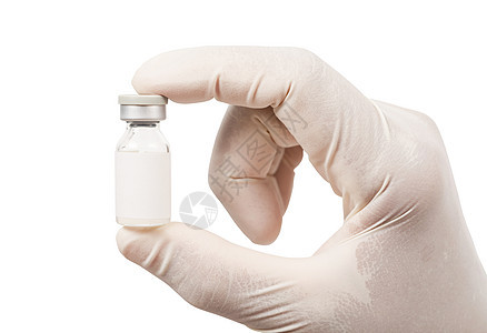 一名持有疫苗瓶的医务工作者 手里拿着小瓶子和手套医生图片