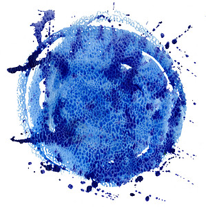 彩色水彩背景笔画艺术品蓝宝石活力框架打印墨水印迹青色圆形图片