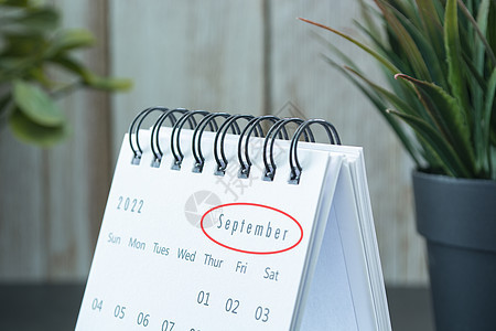 2022年9月白银日历 配有陶工厂办公室商业会议植物桌子营销规划师日程假期日记图片