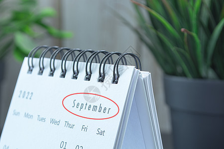2022年9月白银日历 配有陶工厂日程教育假期月历新年会议办公室商业日记植物图片