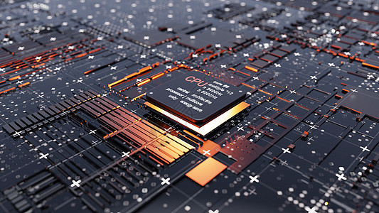抽象的中央计算机处理器概念网络半导体加工处理器芯片橙子木板代码硬件科学图片