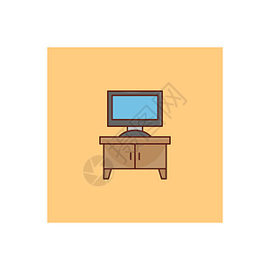 服务台极简监视器工作站电脑内阁插图展示技术房子桌面图片