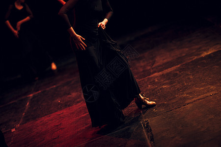 弗拉门科 舞台表演社会传统女士庆典裙子红色娱乐舞蹈家音乐运动图片