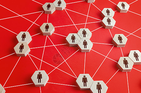 连接的人的网络 员工和工作组之间的互动 联网 在公司沟通 动态层次系统 伙伴关系 业务联系 合作图片