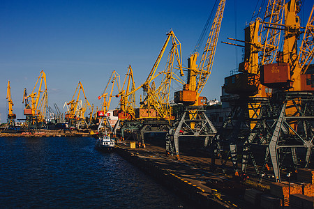 Odessa商业港口 世界上最繁忙的港口 就总航运吨位而言商品仓库送货城市蓝色贮存加载货运大部分贸易图片