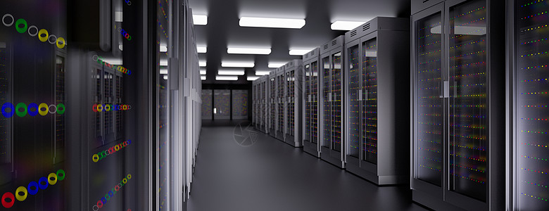 服务器机房数据中心 和具有存储信息的计算机机架  3d 仁德中心托管字节架子贮存数据互联网基础设施数据库插图图片