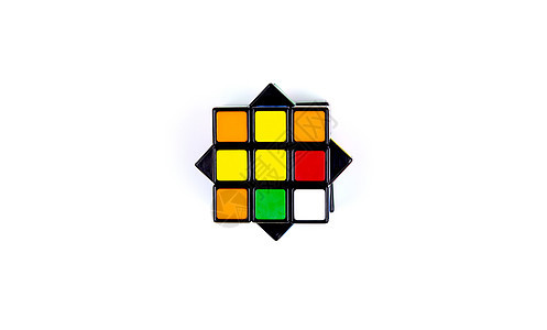 白背景上的游戏多色立方体 游戏概念 文本有复制空间思考闲暇智力红色思维逻辑练习压力骰子教育图片