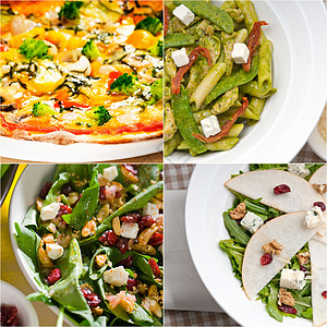 意大利食品拼贴画和意大利菜谱作品叶子饮食香蒜盘子面条营养沙拉小吃美食图片