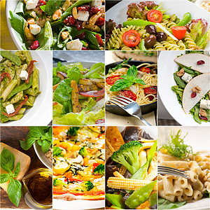 意大利食品拼贴画和意大利菜谱小吃饮食作品收藏盘子食物营养沙拉叶子美食图片
