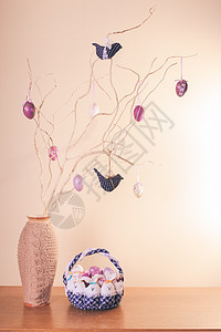 手工制作的东经装饰品创造力紫色钩针庆典礼物季节小鸟蕾丝工艺蓝色图片