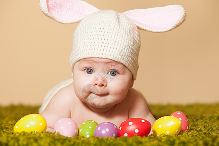 复活节婴儿兔子帽子尿布钩针女孩睡眠戏服快乐耳朵孩子新生图片