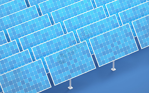 太阳能 太阳能 3D投影太阳能板发电机力量安装电气蓝色太阳环境技术车站图片