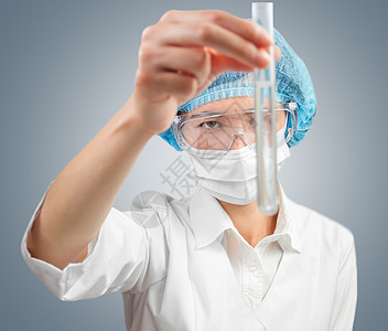 实验室测试女性危害护士液体疫苗技术员女士手套玻璃生物图片