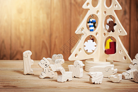 木制玩具动物幸福孩子们学习工艺幼儿园创造力手工婴儿乡村静物图片