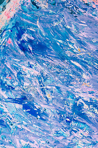 原版蓝白丙烯抽象绘画 代表波浪的动向冲浪边界海洋帆布彩虹水彩角果染料墨水框架图片
