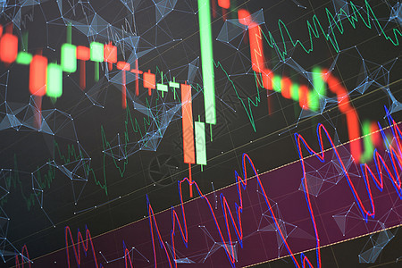 虚拟空间中的股票指数 经济增长 衰退 显示趋势和股市波动的电子虚拟平台生长街道数据报告商务商业渲染展示成功交换图片