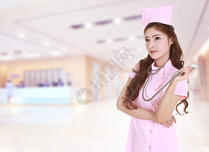 医院女护士 有听诊器护理女士成人职员女性顾问卫生保健实验室微笑图片