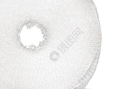 白色泡泡纤维素胶片卷 用气泡包装 紧紧隔离在白色背景上图片