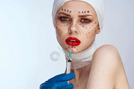美容面部外科手术 诊所身体护理 近身检查治疗皱纹塑料手套病人化妆品医院皮肤程序女孩图片
