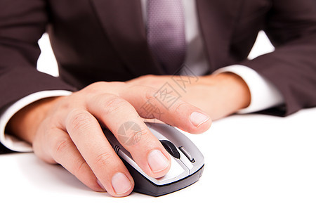 手头上的计算机鼠标白纸电脑商务人士互联网领带老鼠桌子男人工具人士男性夹克职业图片
