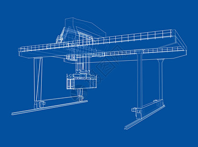 铁路架设的集装箱起重机概要机械仓库货物悬臂物流草图后勤贮存蓝图货运图片