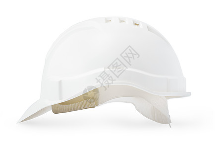 在白色背景上隔离的白色塑料安全硬帽bardhat小路工程师安全帽工业对象帽子生活商业工具剪裁图片