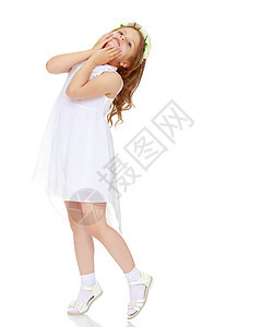 穿裙子的时装小女孩童年幸福公主婴儿魅力头发生日女孩女性衣服图片