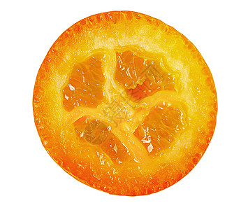 半熟的 kumquat 顶视图 以白色隔开图片