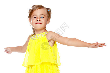 小女孩跳起来了空气飞跃喜悦裙子工作室乐趣幸福微笑活力快乐图片