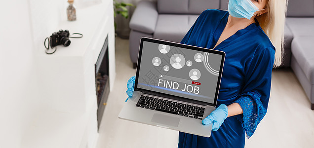 寻找工作 找到事业 找工作 看网上网站的妇女技术电脑职业人类就业狩猎职位自由职业者互联网公司图片