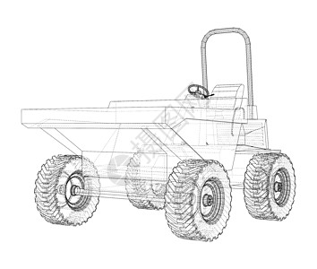 Dumper卡车 3d插图草图货运倾倒工业车轮技术机械整车柴油机货物图片