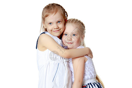 两个可爱的小女孩特配公主姐妹朋友女孩幸福闲暇孩子们喜悦裙子女性图片