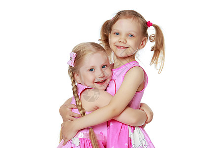 两个可爱的小女孩特配夫妻姐妹喜悦幸福友谊闲暇女孩们乐趣孩子孩子们图片
