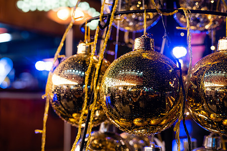 圣诞装饰金玻璃球团体灯泡庆典火花装饰装饰品假期乐趣风格金子图片