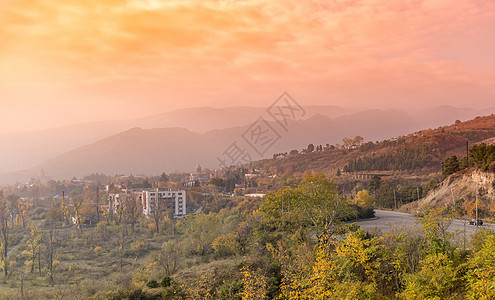 格鲁吉亚日落时的格鲁吉亚国家景色 第比利斯图片