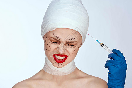 妇女美容面部外科手术 诊所身体护理成人病人医院皱纹塑料手套程序医生药品皮肤图片