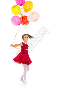 小女孩有气球乐趣自由微笑派对庆典喜悦女孩孩子幸福场地图片